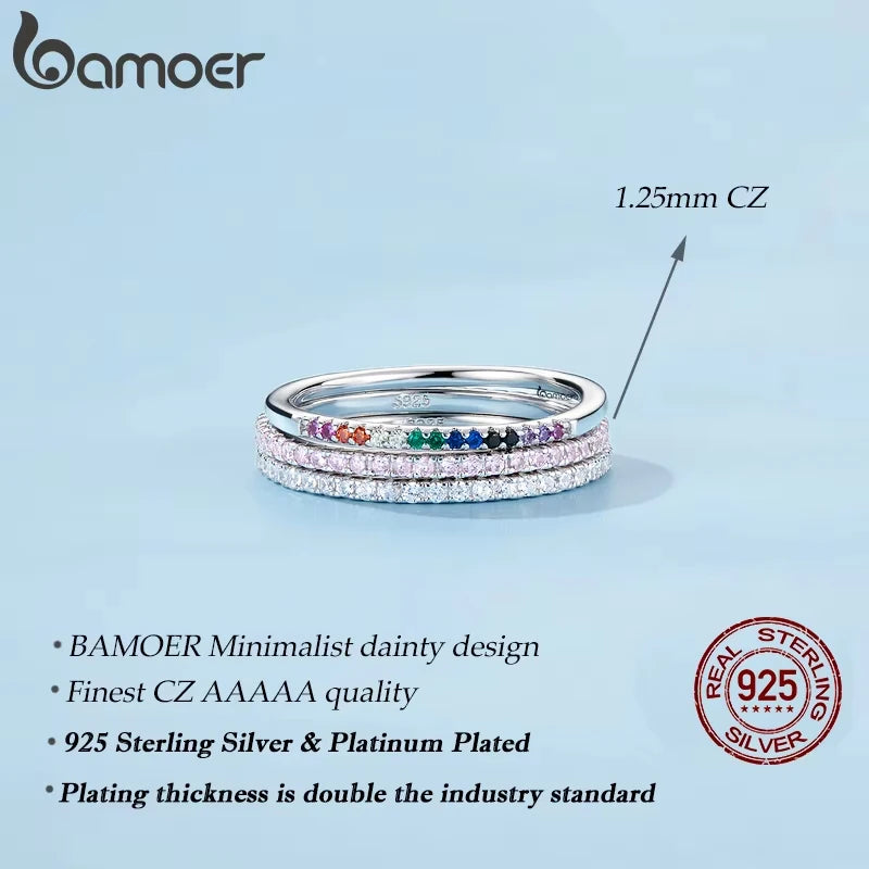 Sterling Silver Stackable Zircon Ring – Micro Pave Wedding Band