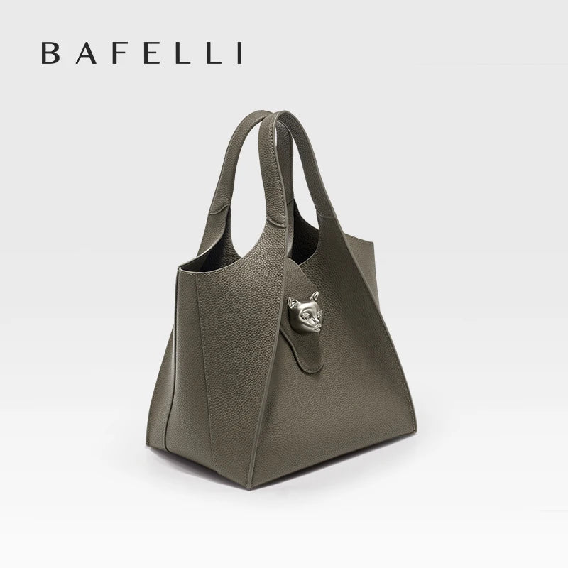 Genuine Leather Tote Bag – Soft Casual Style with Open Pocket