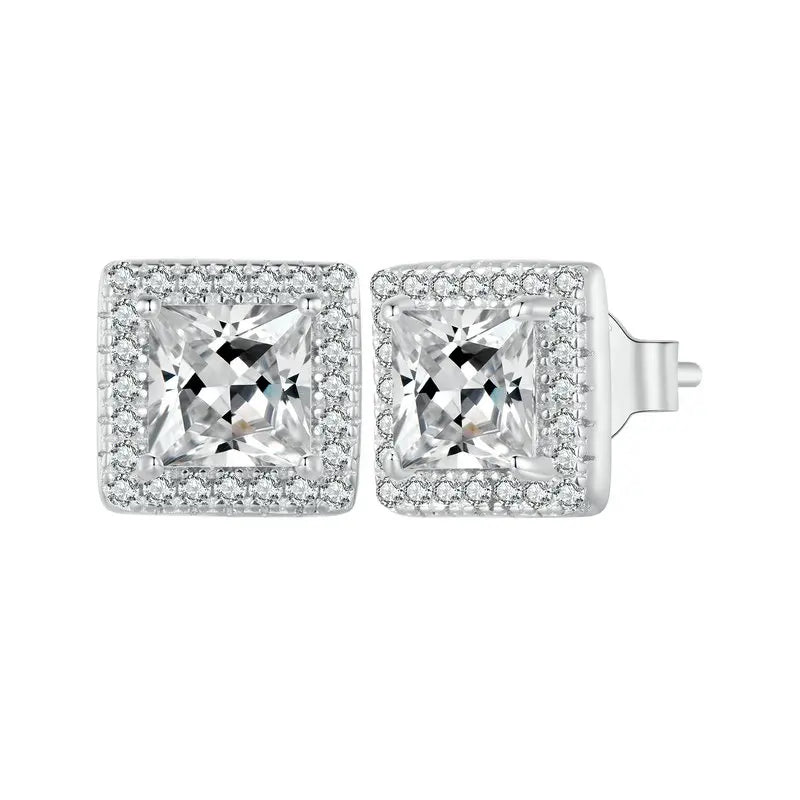Classic Zircon Stud Earrings – 925 Sterling Silver Round Design