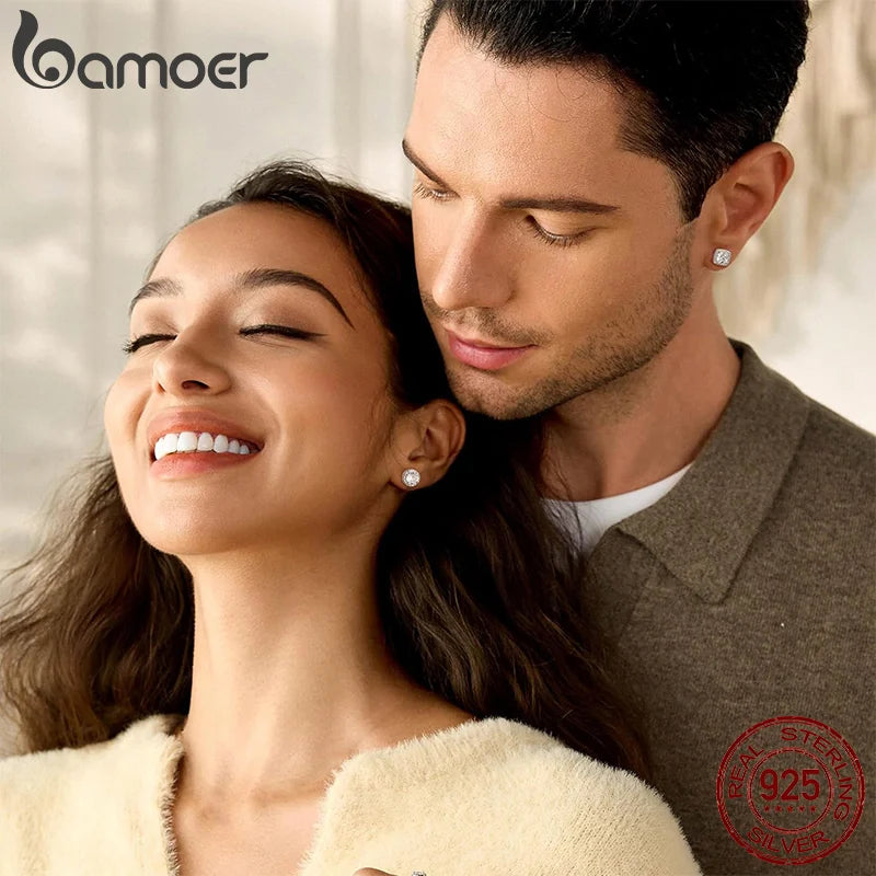 Classic Zircon Stud Earrings – 925 Sterling Silver Round Design