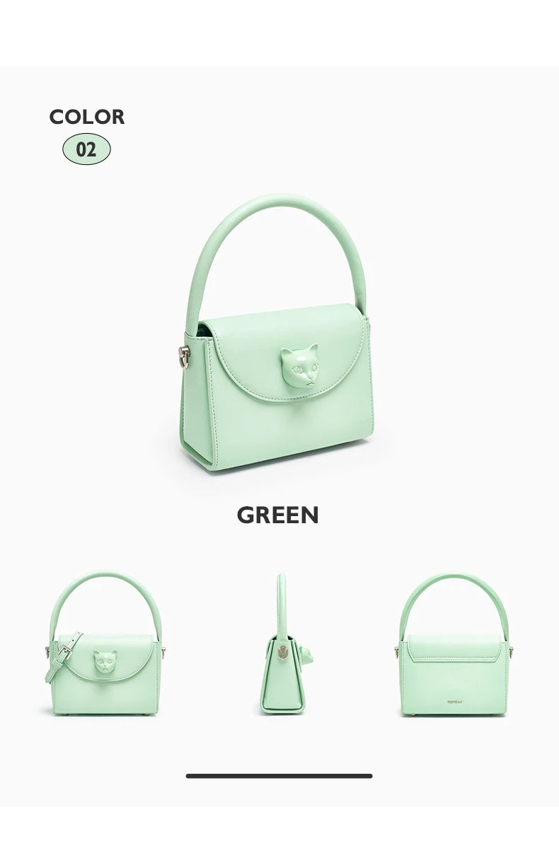 Genuine Leather Doctor-Style Mini Handbag with Flap
