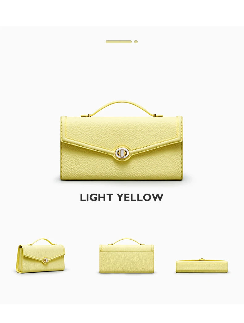 Genuine Leather Clutch Bag – Dress Style with Lock Flap