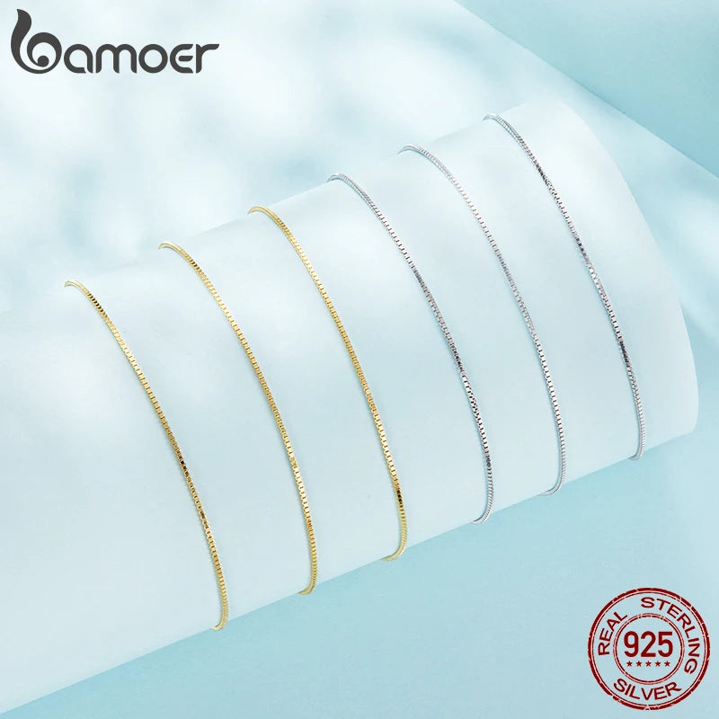 925 Sterling Silver Thin Chain Necklace – 0.8mm Link with Lobster Clasp
