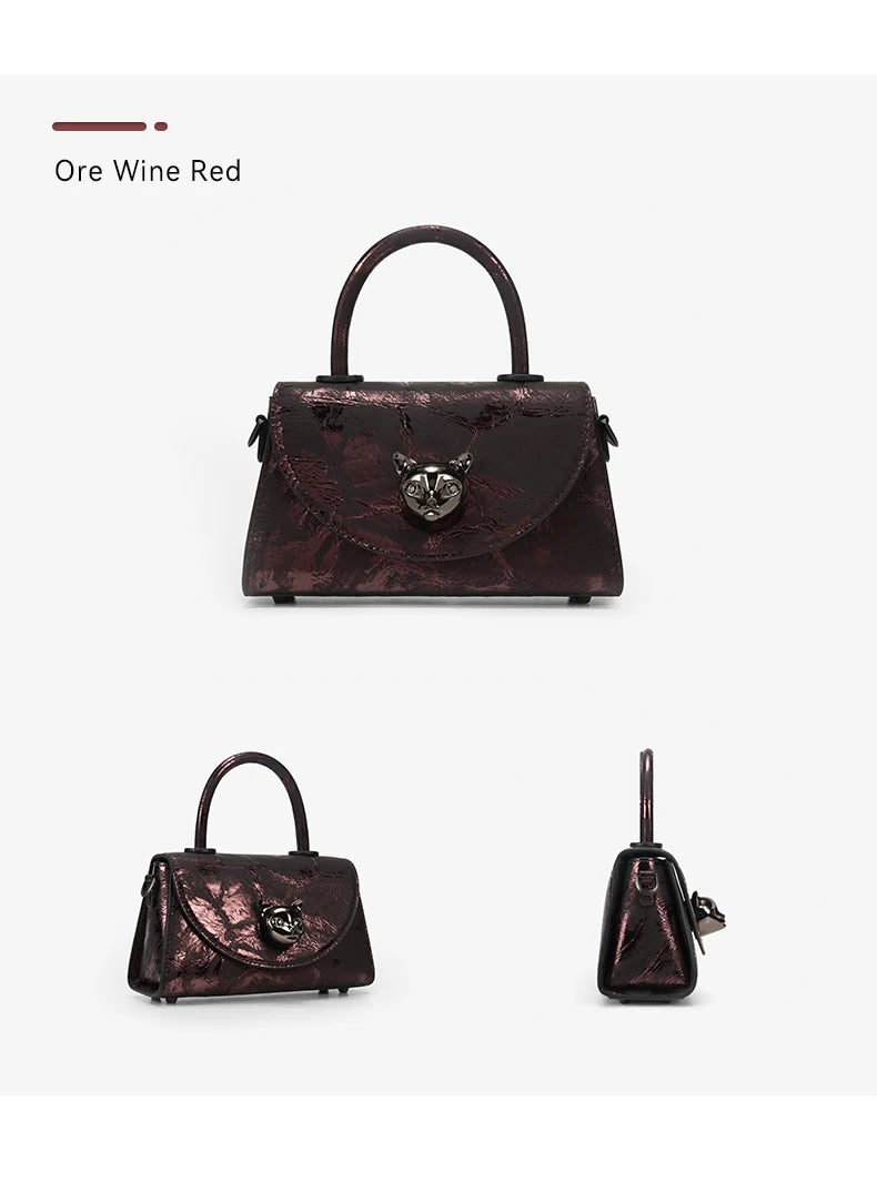 Genuine Leather Shell Handbag – Hasp and Flap Design