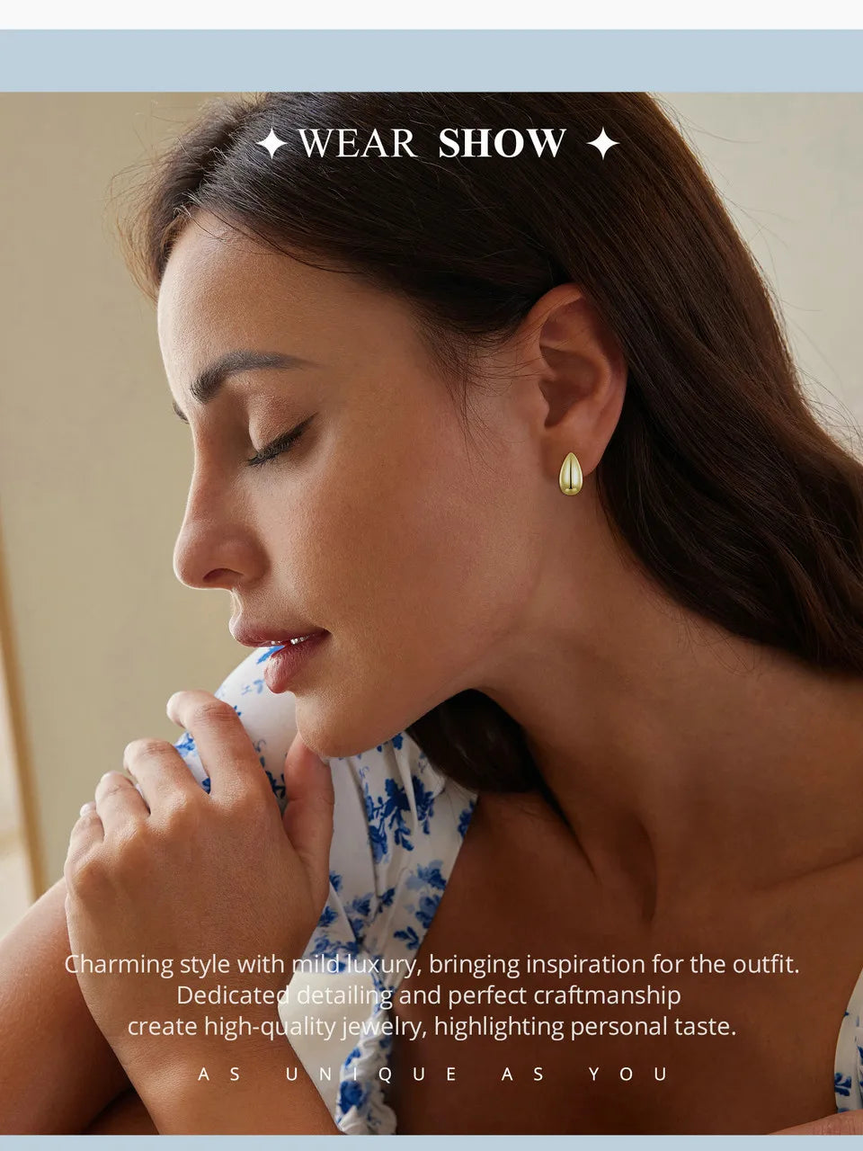 Glossy Waterdrop Stud Earrings – 925 Sterling Silver