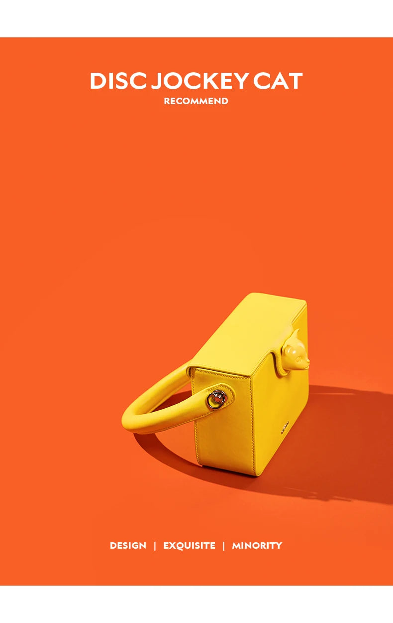 Boxy Genuine Leather Flap Bag – Cartoon Lock Design