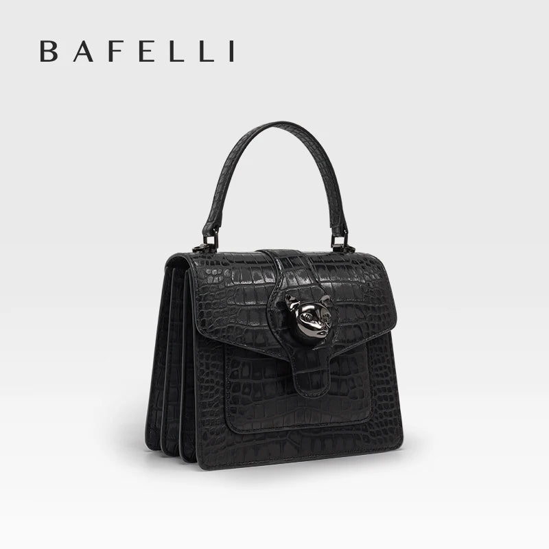 Genuine Leather Business Flap Bag – Animal Print with Lock