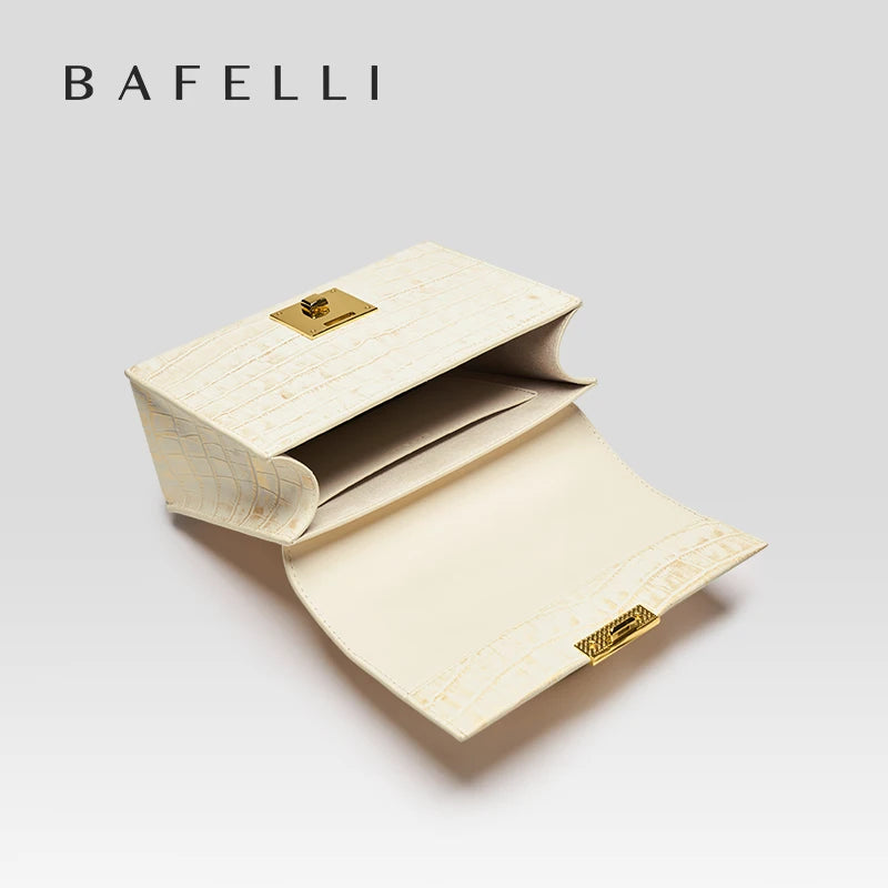 Genuine Leather Flap Shoulder Bag – Gold Lock Elegance