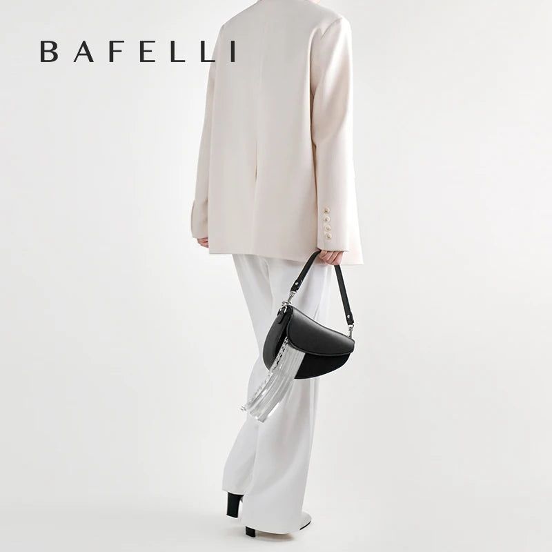 Genuine Leather Saddle Crossbody and Shoulder Bag – Tassel Flap Design