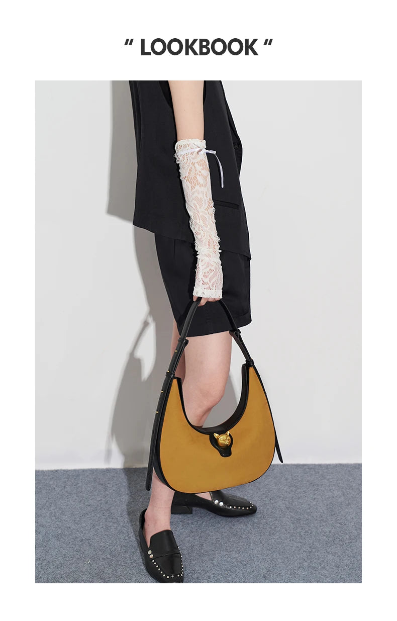 Patchwork Genuine Leather Hobo Shoulder and Crossbody Bag