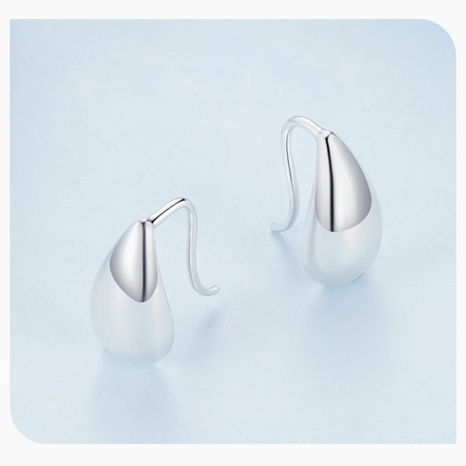 Glossy Waterdrop Stud Earrings – 925 Sterling Silver