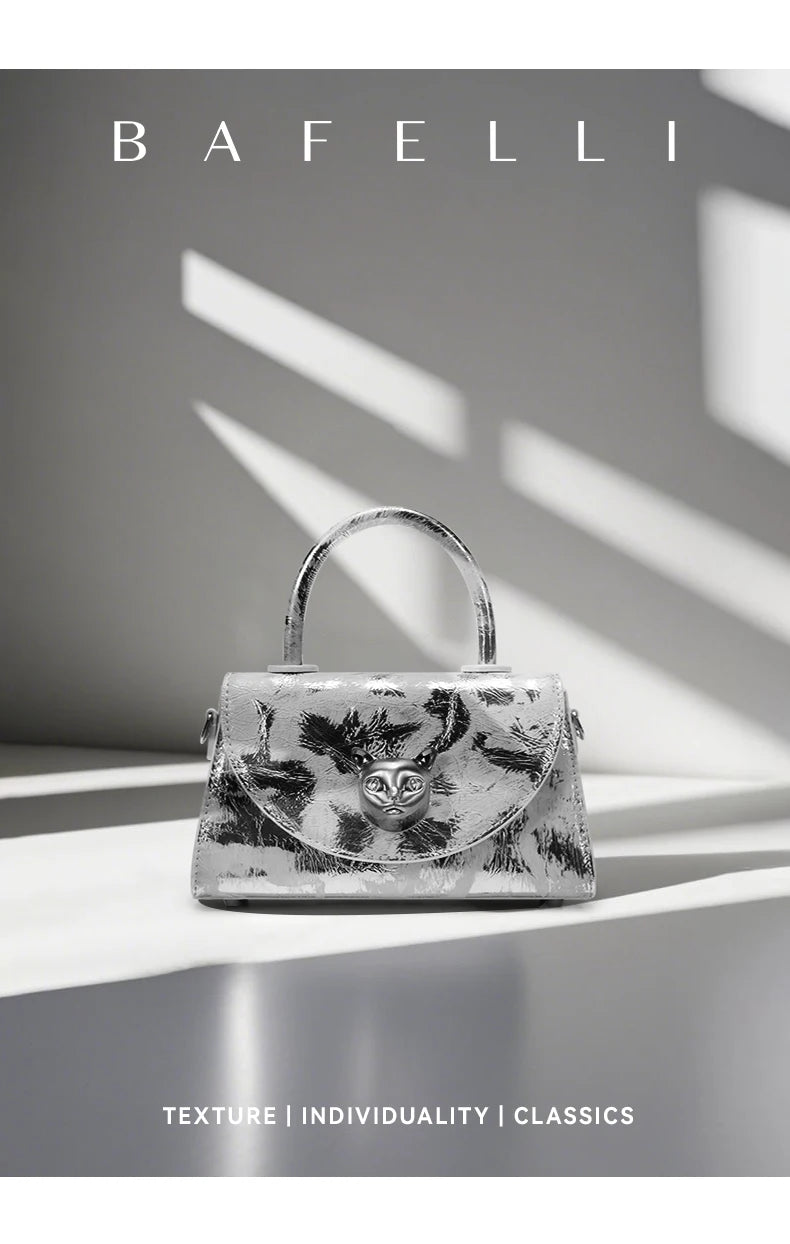 Genuine Leather Shell Handbag – Hasp and Flap Design
