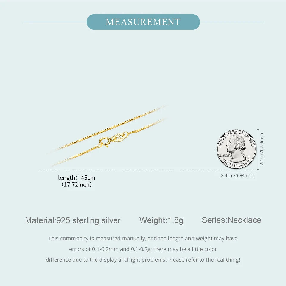 925 Sterling Silver Thin Chain Necklace – 0.8mm Link with Lobster Clasp