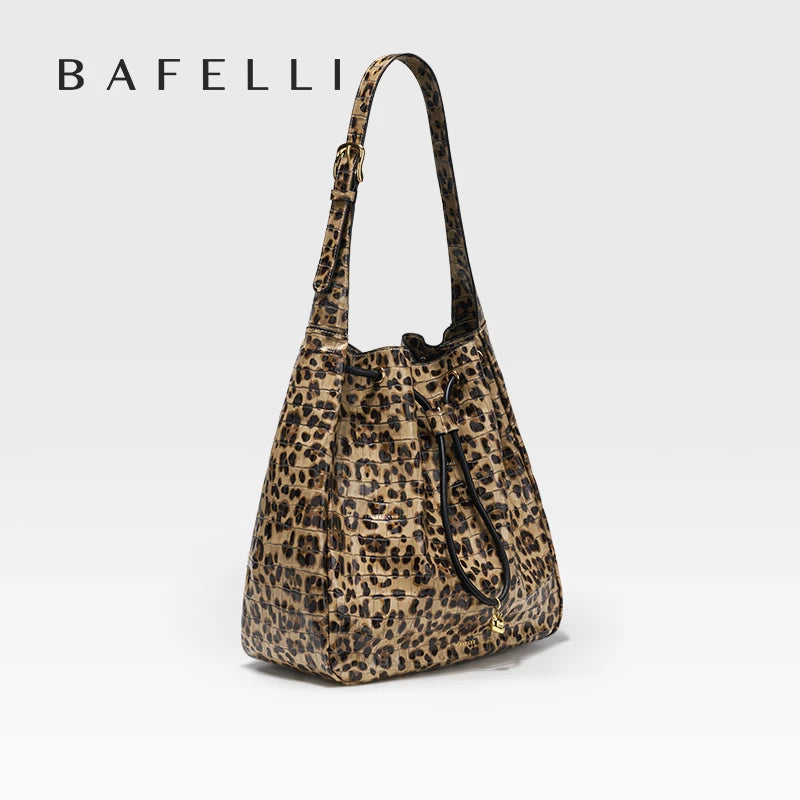 Soft Cowhide Leather Hobo Tote – Leopard Shoulder and Crossbody Bag