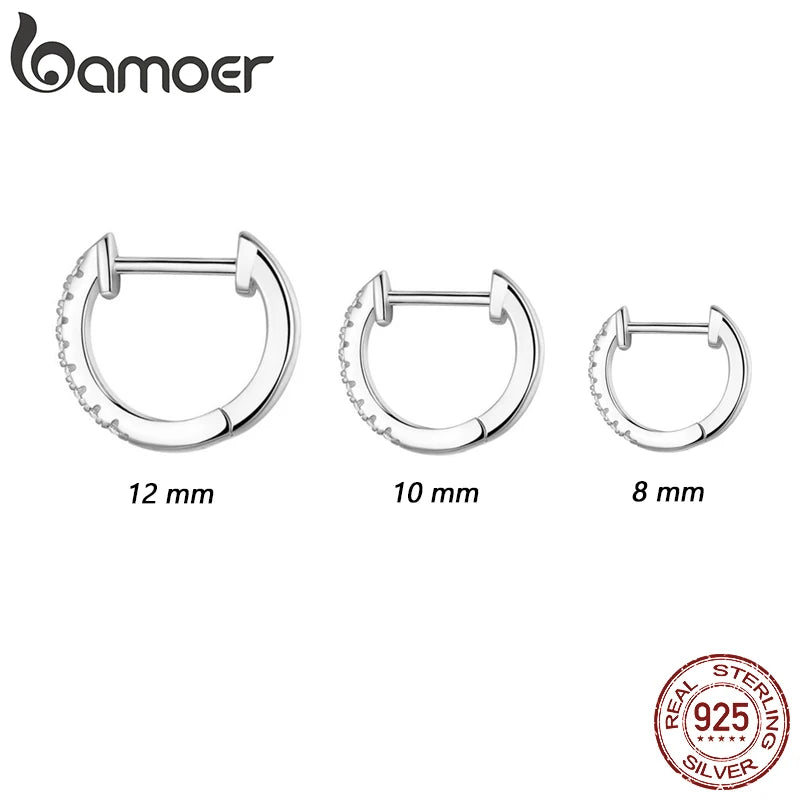 Zircon Huggie Hoop Earrings – 925 Sterling Silver