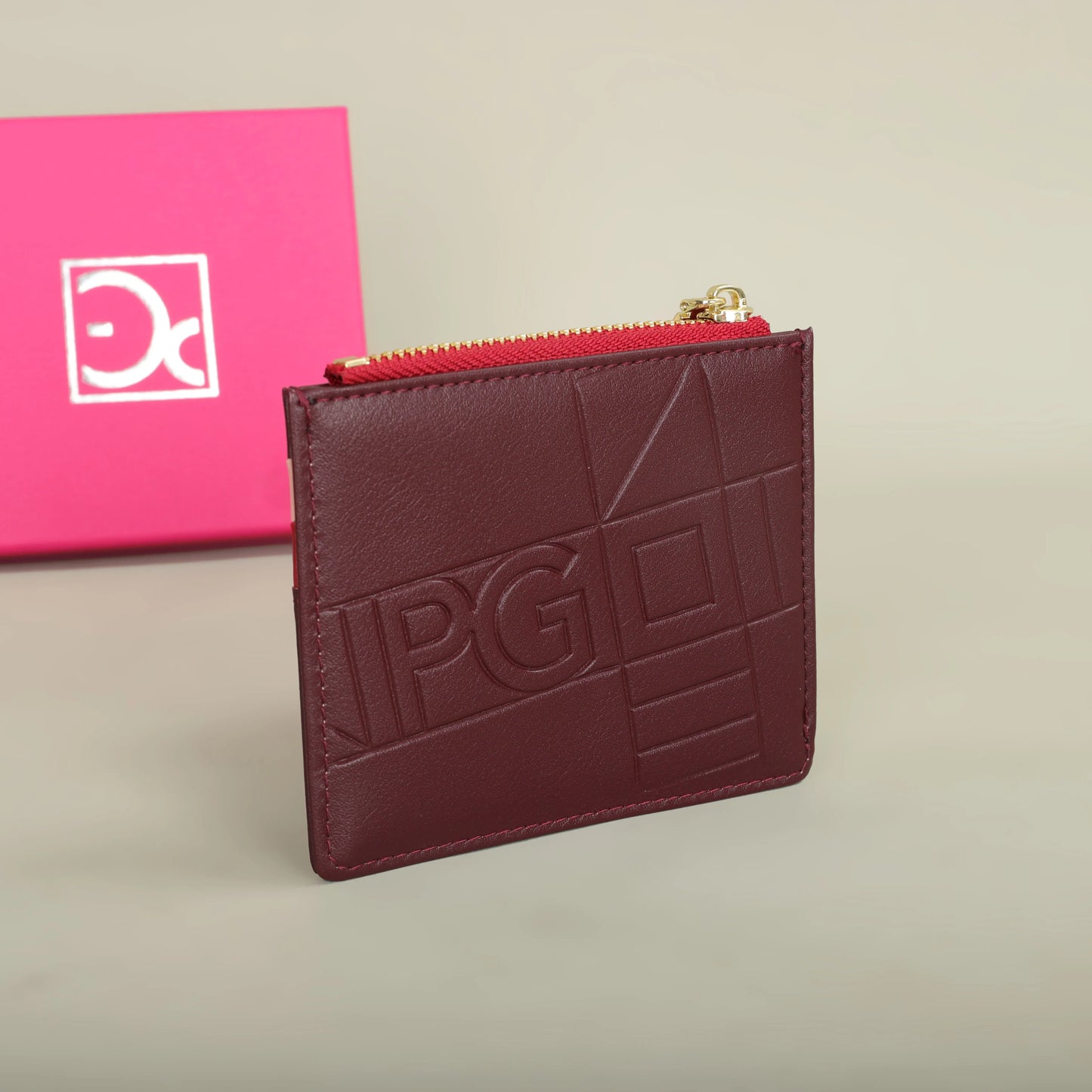 Compact Women’s PU Leather Monogram Wallet with Zipper and Card Slots
