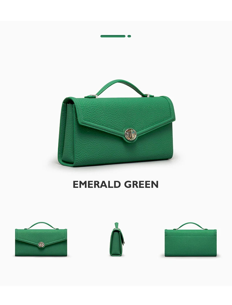 Genuine Leather Clutch Bag – Dress Style with Lock Flap