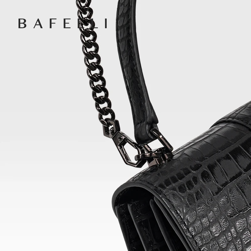 Genuine Leather Business Flap Bag – Animal Print with Lock