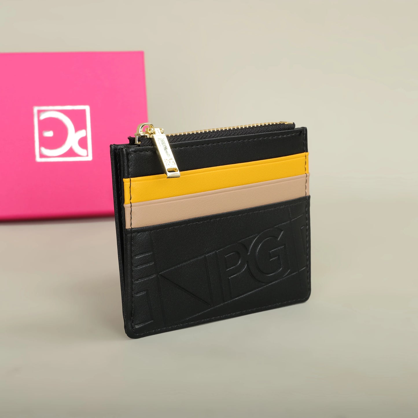 Compact Women’s PU Leather Monogram Wallet with Zipper and Card Slots