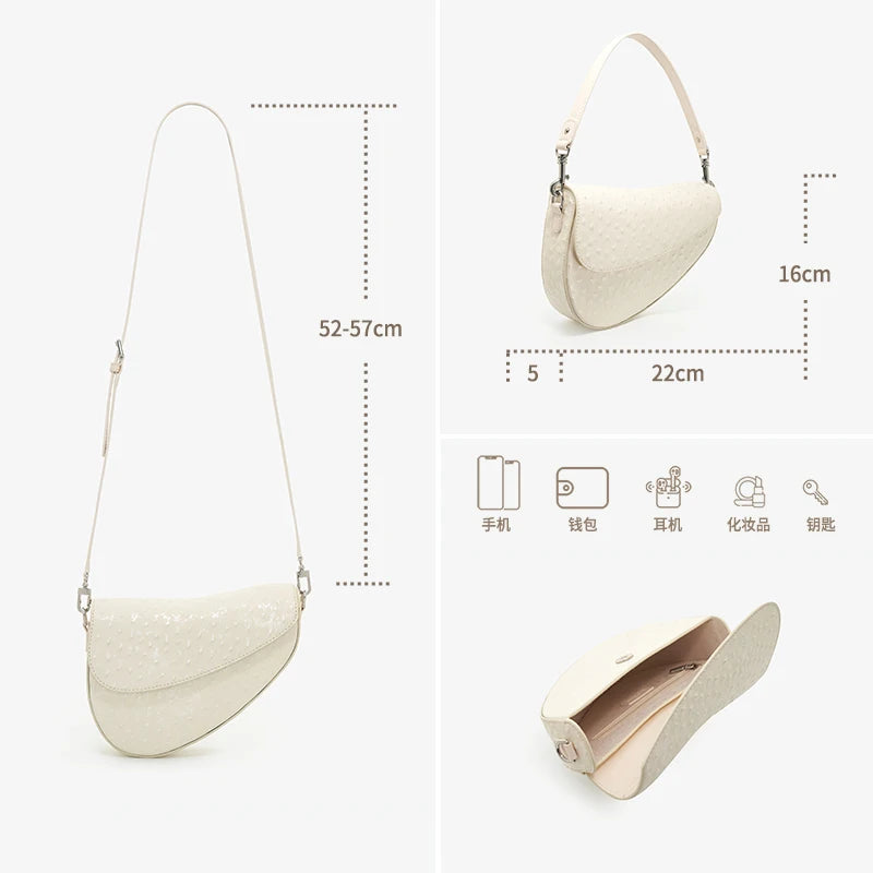 Genuine Leather Saddle Crossbody and Shoulder Bag
