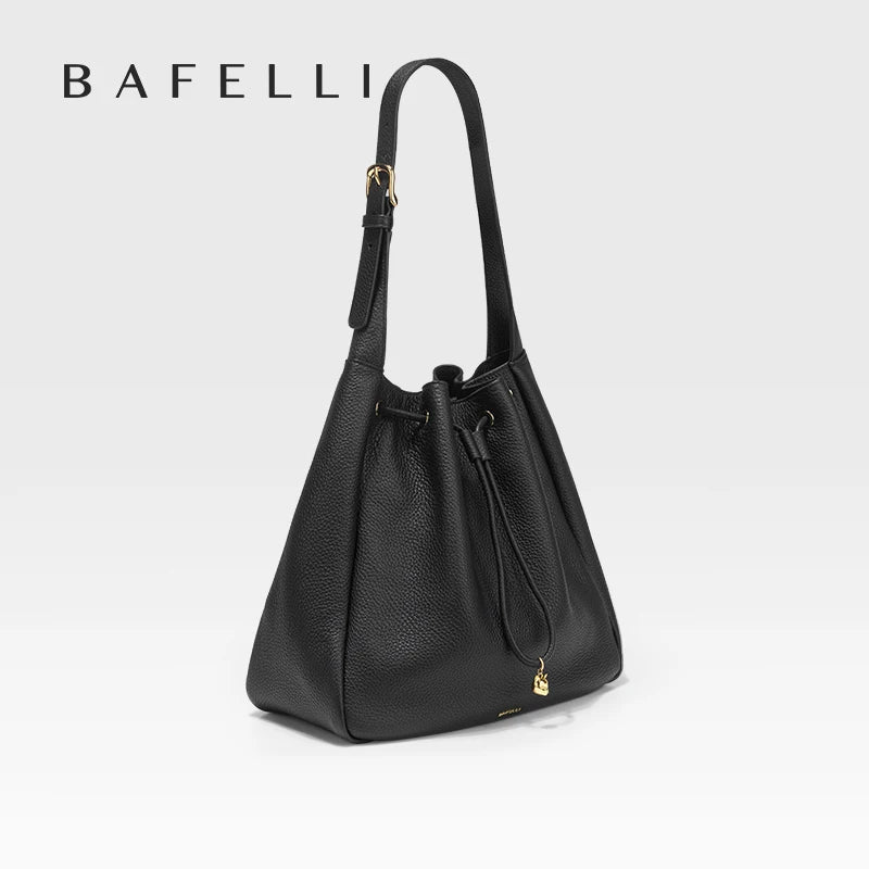 Genuine Cow Leather Hobo Bag – Soft Drawstring Everyday Style