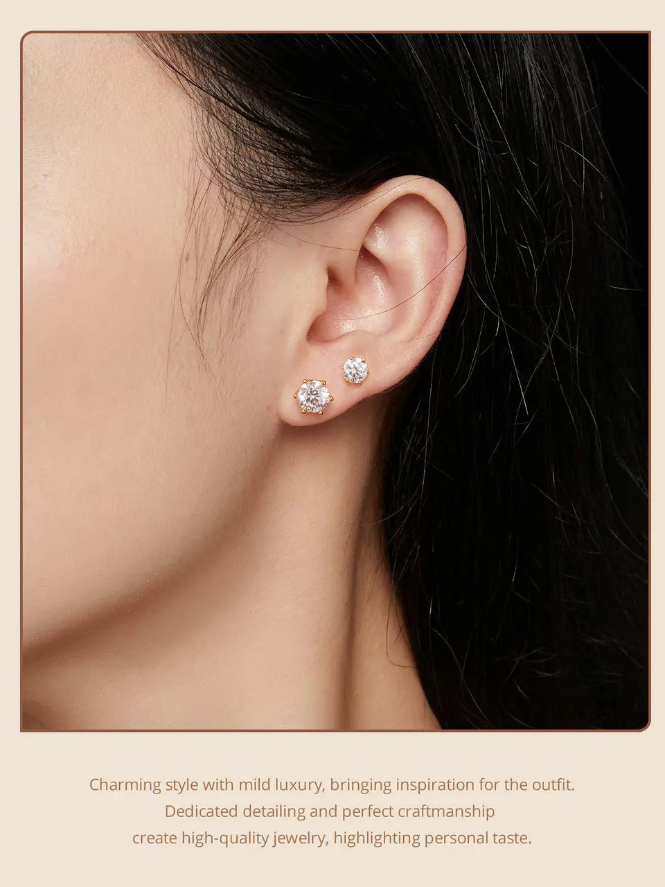 D Color Moissanite Stud Earrings – 925 Sterling Silver
