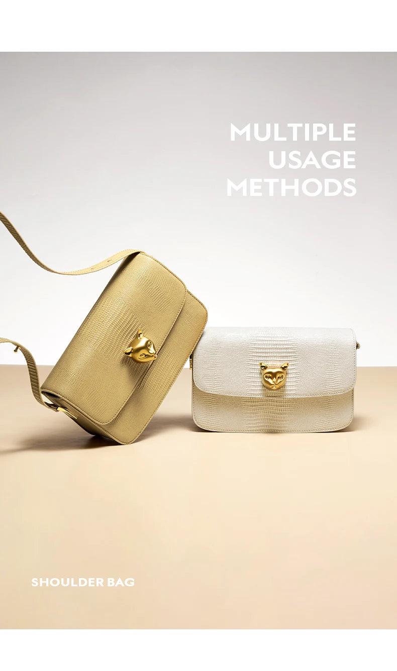 Boxy Genuine Leather Crossbody and Shoulder Bag