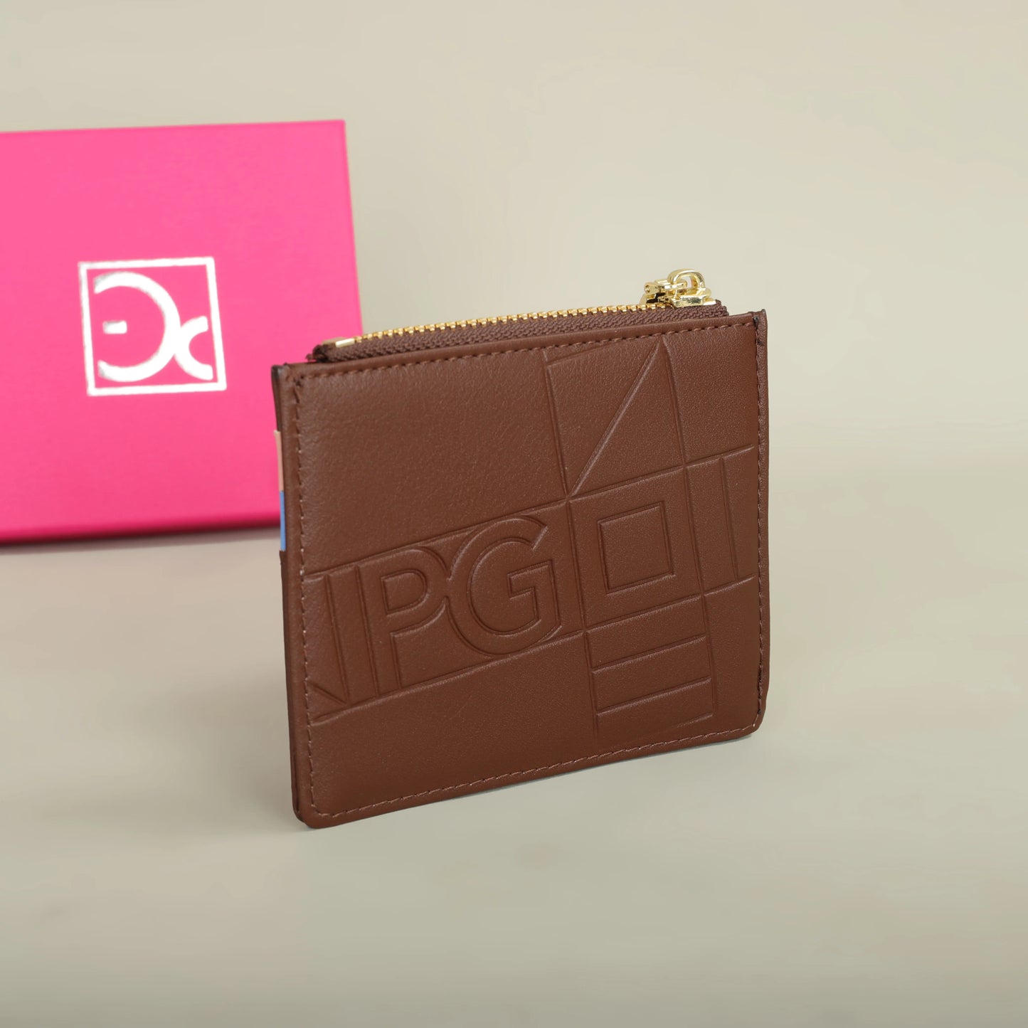 Compact Women’s PU Leather Monogram Wallet with Zipper and Card Slots