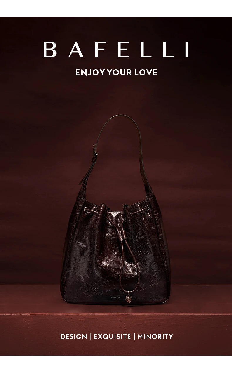 Genuine Cow Leather Hobo Bag – Soft Drawstring Everyday Style