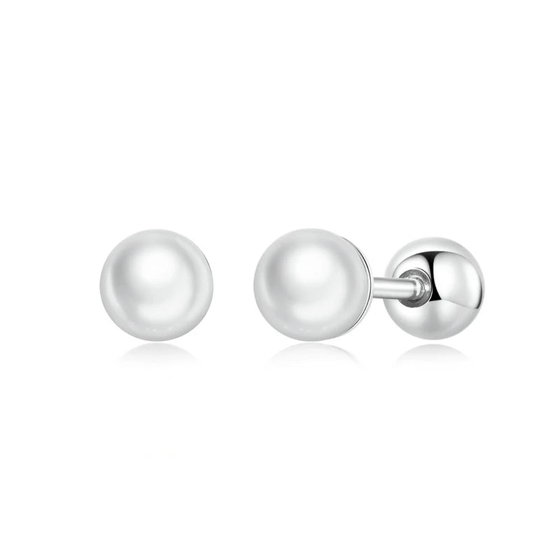 925 Sterling Silver Mini Ball Stud Earrings with Screw Back
