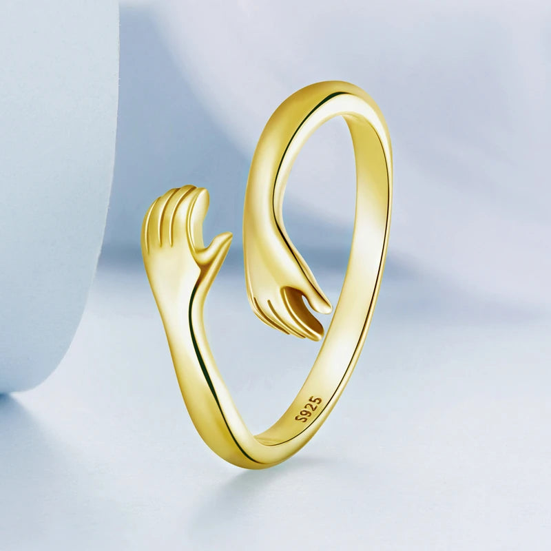 925 Sterling Silver Hug Ring with Open Adjustable Design