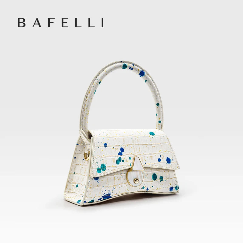 Genuine Leather Half Moon Shoulder Bag – Floral Lock Design
