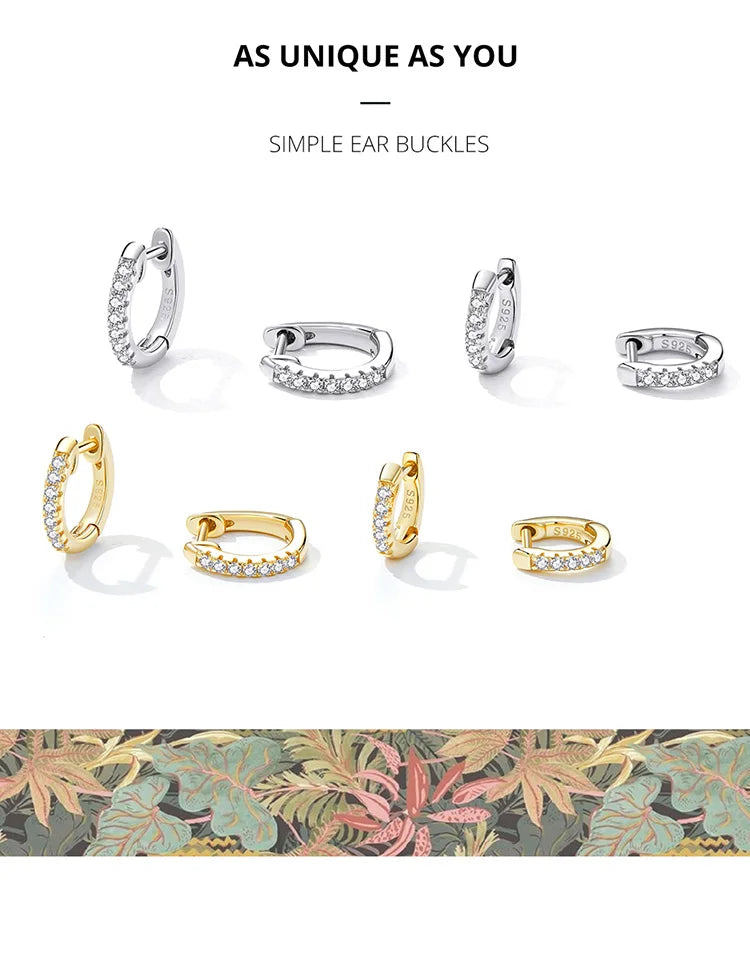 Zircon Huggie Hoop Earrings – 925 Sterling Silver