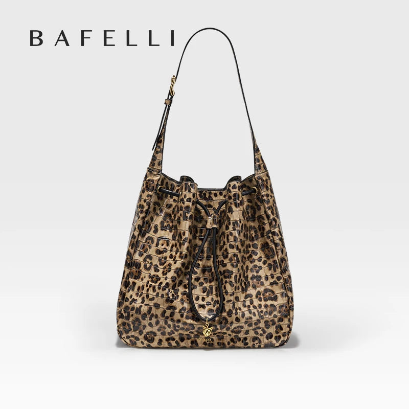Soft Cowhide Leather Hobo Tote – Leopard Shoulder and Crossbody Bag