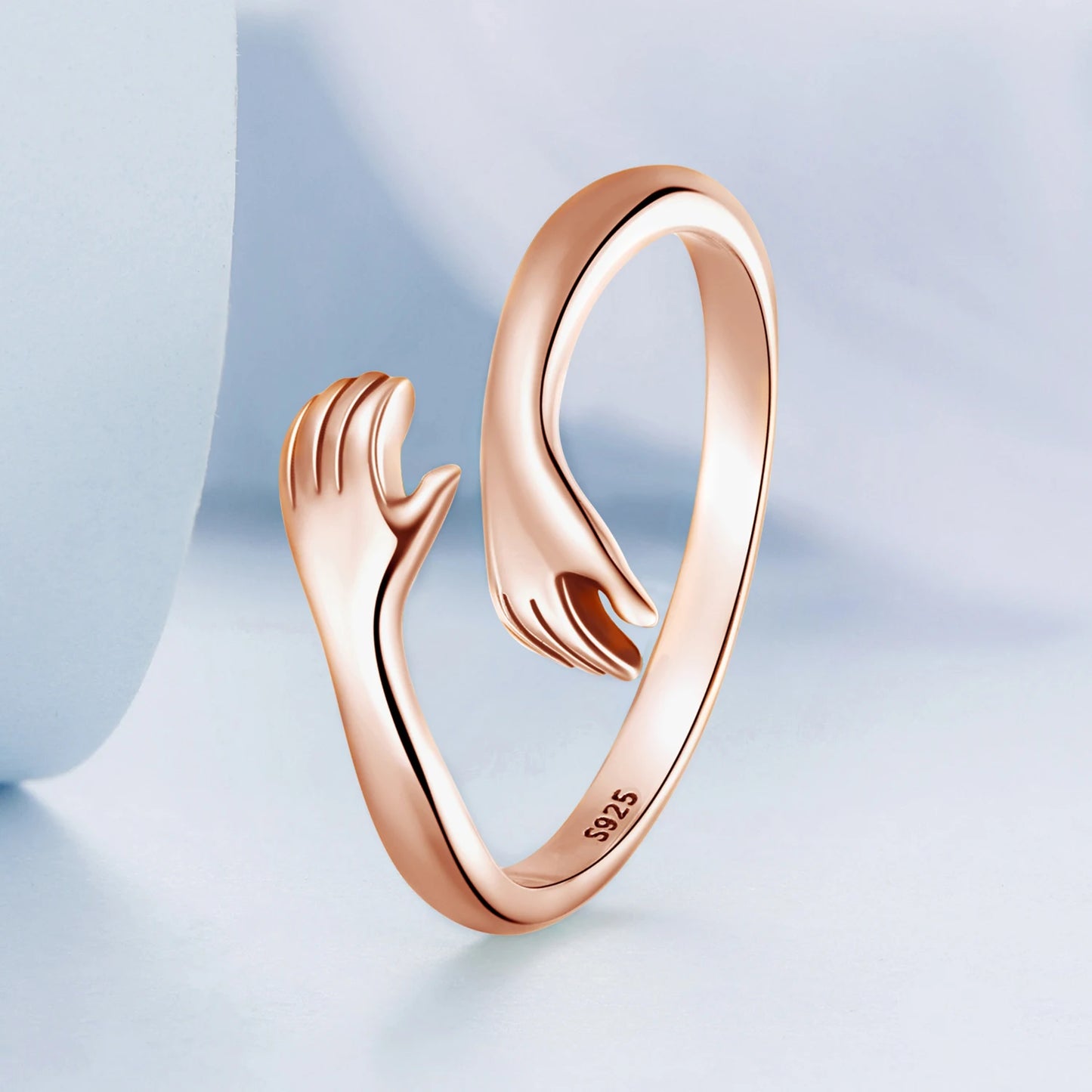 925 Sterling Silver Hug Ring with Open Adjustable Design