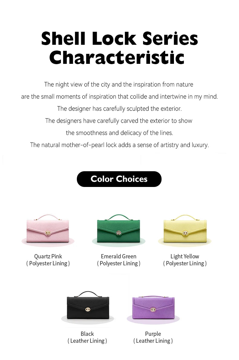 Genuine Leather Clutch Bag – Dress Style with Lock Flap