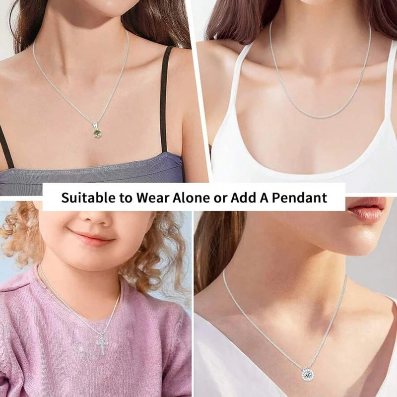925 Sterling Silver Thin Chain Necklace – 0.8mm Link with Lobster Clasp