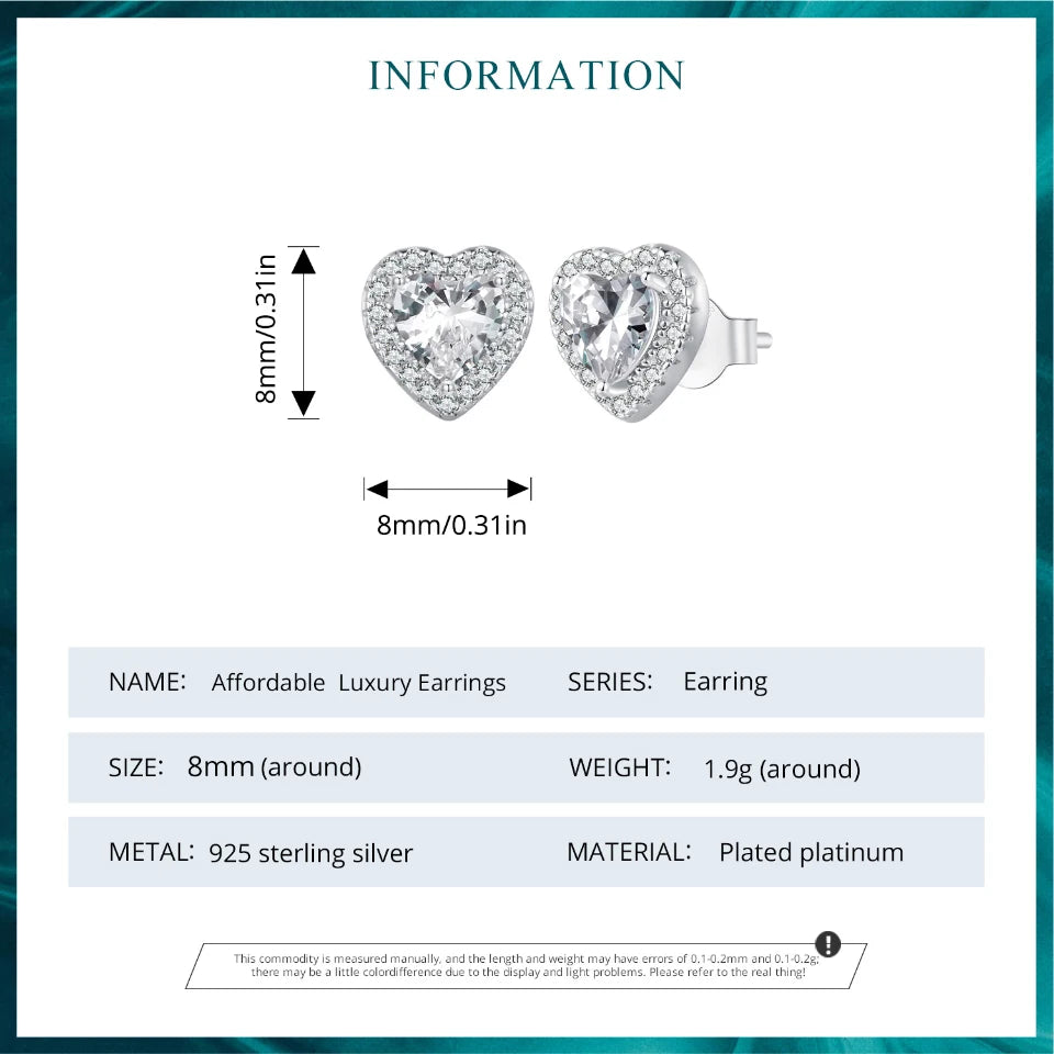 Gold Plated Heart Stud Earrings – Sterling Silver with Zircon