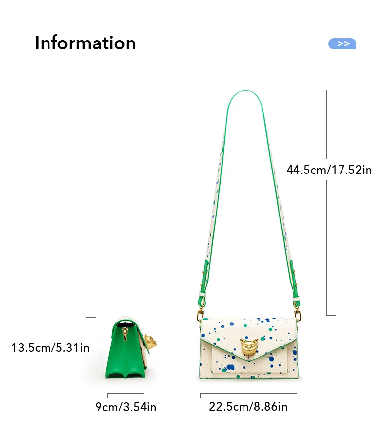 Genuine Leather Floral Flap Bag with Hasp Closure