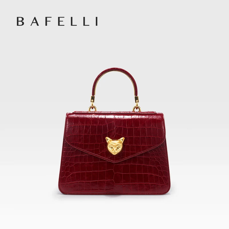 Crocodile Pattern Genuine Leather Flap Bag – Business Style with Lock