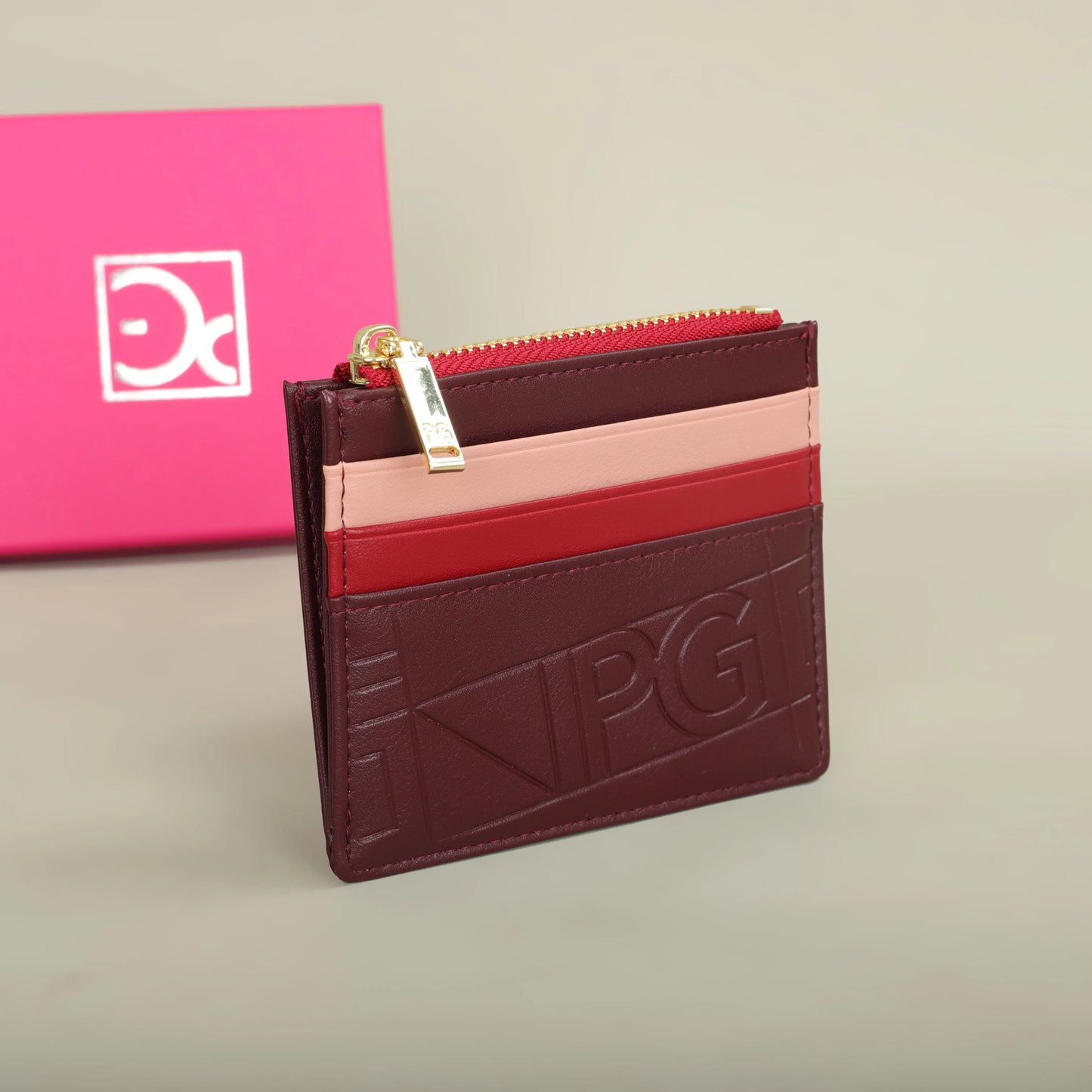 Compact Women’s PU Leather Monogram Wallet with Zipper and Card Slots