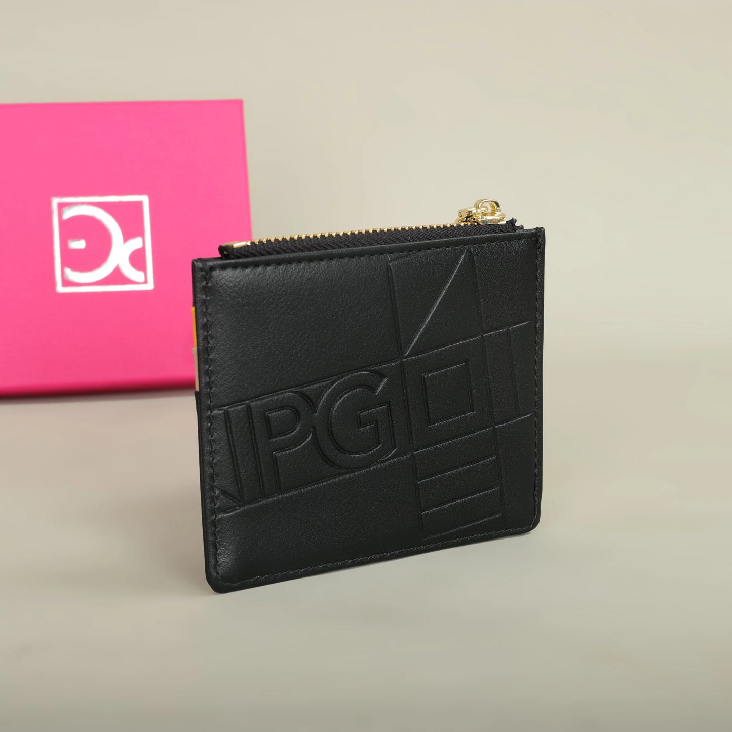 Compact Women’s PU Leather Monogram Wallet with Zipper and Card Slots