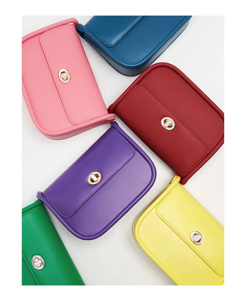 Elegant Split Leather Saddle Crossbody Bag
