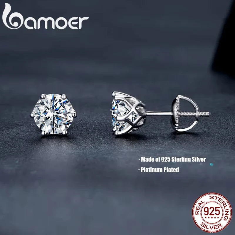 D Color Moissanite Stud Earrings – 925 Sterling Silver