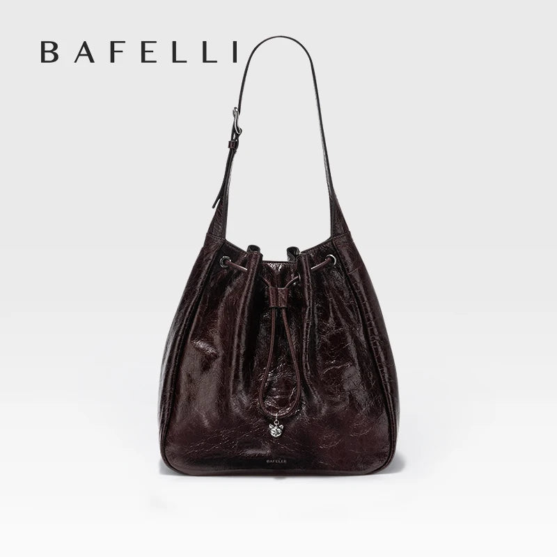 Genuine Cow Leather Hobo Bag – Soft Drawstring Everyday Style