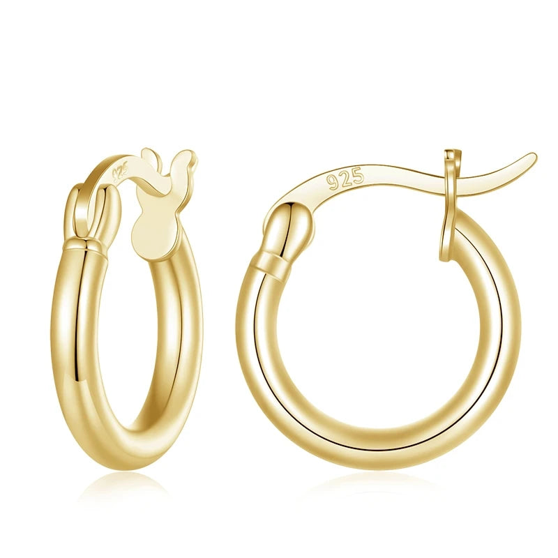 Hoop Earrings – 925 Sterling Silver, White Gold Plated