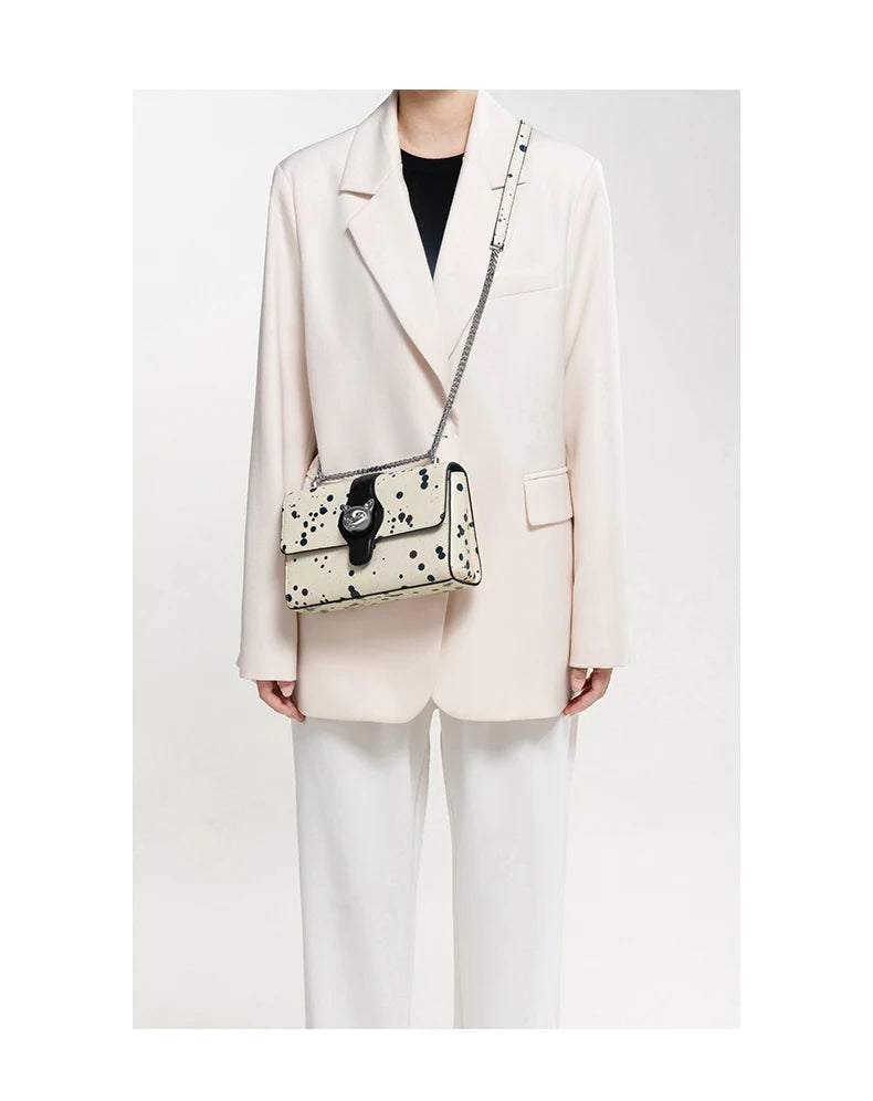 Genuine Leather Shoulder and Crossbody Bag – Dot Flap Design