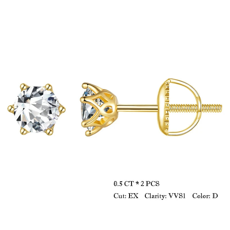 D Color Moissanite Stud Earrings – 925 Sterling Silver