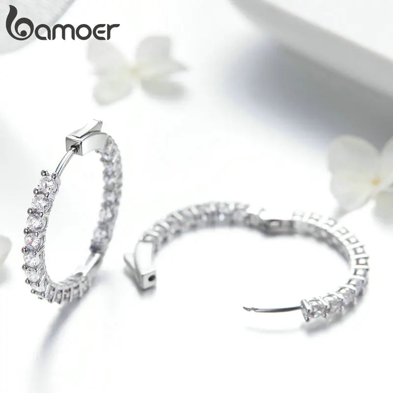 Cubic Zirconia Round Stud Earrings with Screw-Back Closure
