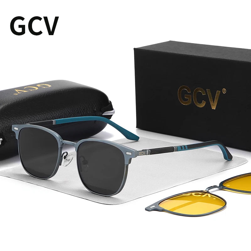 3 in 1 Rectangle Polarized and Optical Sunglasses Set